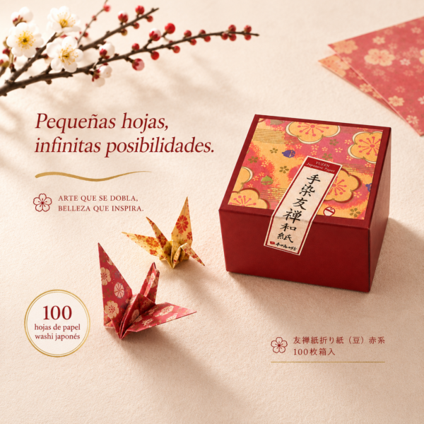 Papel de origami Yuzen mini rojo