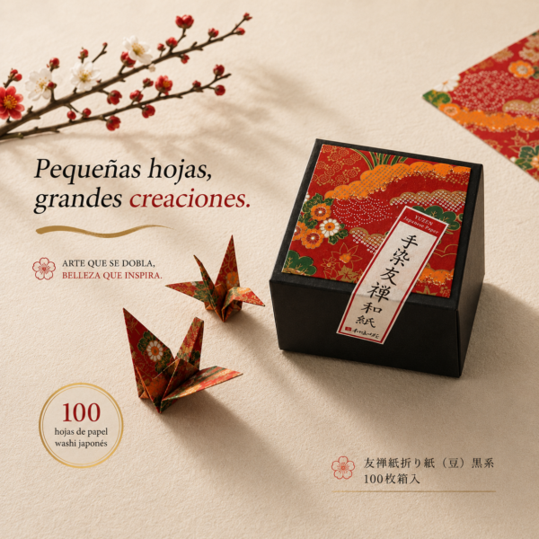 Papel origami estilo Yuzen negro